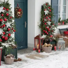 Magiczne dekoracje bożonarodzeniowe przed drzwiami: 15 kreatywnych pomysłów