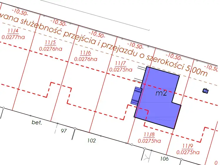 Mapa geodezyjna z podziałem nieruchomości